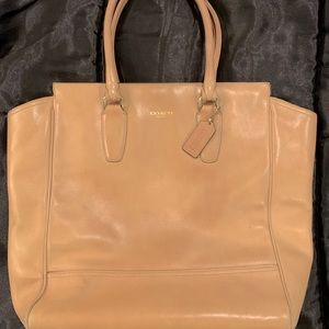 Large Tan Leather  Coach Bag